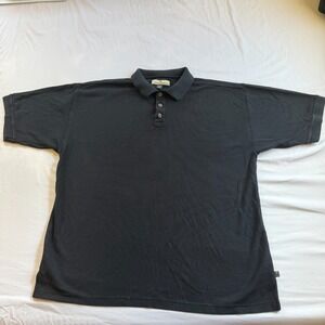 Tommy Bahama Polo Shirt Men's Large Black Solid Knit Short Sleeve Cotton/Silk